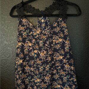 Floral Sleeveless Top with Lace Detail